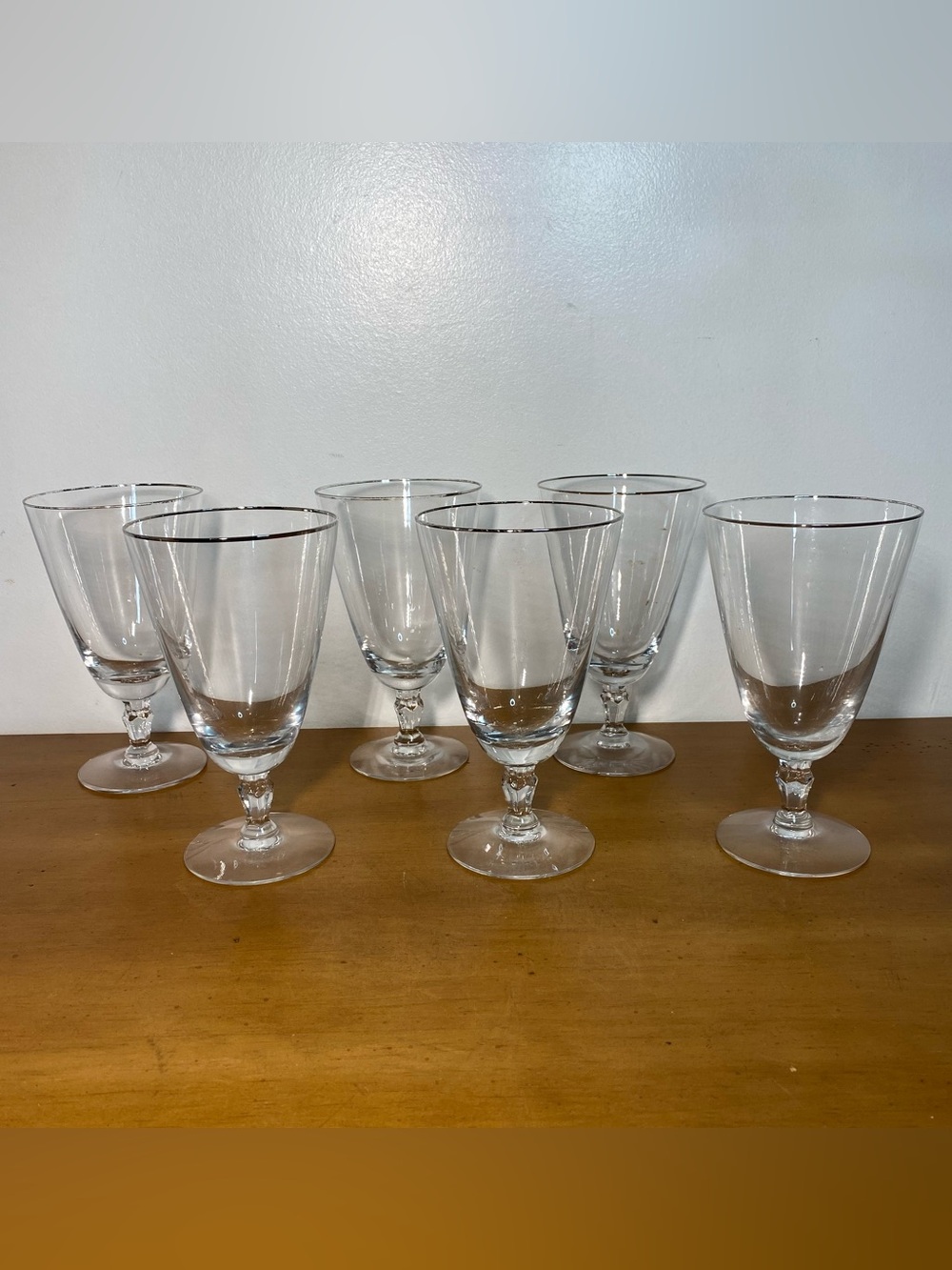 Fostoria Engagement Crystal Iced Tea Glasses Goblets Platinum Vintage Set Of 6